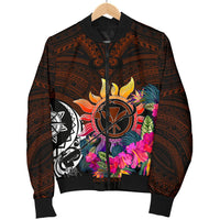Polynesian Women's Bomber Jackets - Hawaii Kanaka Maoli & Hibiscus Flowers With Polynesian Patterns - Polynesian Pride