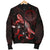 Palau Polynesian Men's Bomber Jacket - Turtle With Blooming Hibiscus Red - Polynesian Pride