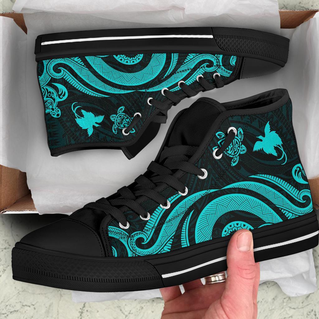 Papua New Guinea High Top Canvas Shoes - Turquoise Tentacle Turtle - Polynesian Pride