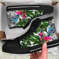 Federated States of Micronesia High Top Shoes White - Turtle Plumeria Banana Leaf - Polynesian Pride