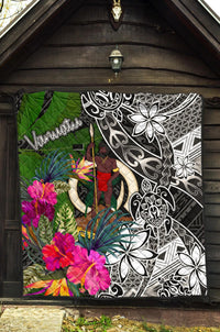 Vanuatu Premium Quilt - Turtle Plumeria Banana Leaf - Polynesian Pride