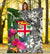 Fiji Custom Personalised Premium Blanket White - Turtle Plumeria Banana Leaf - Polynesian Pride