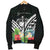 Samoa Men's Bomber Jacket - Samoa Caledonia Coat of Arms & Polynesian Tropical Flowers White - Polynesian Pride