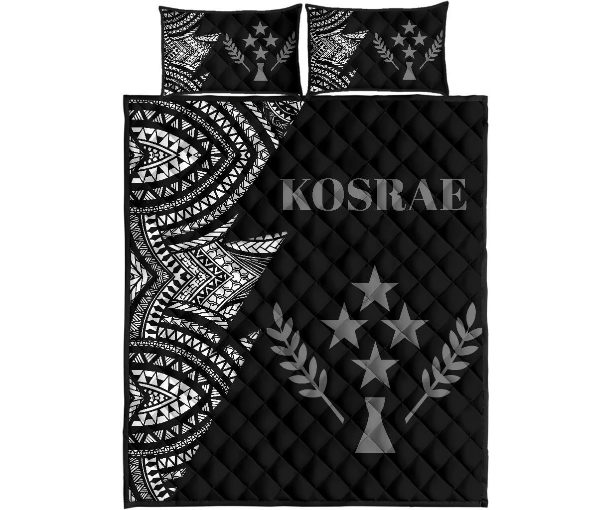 Kosrae Quilt Bed Set - Kosrae Flash Version Black - Polynesian Pride