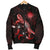 Marshall Islands Polynesian Men's Bomber Jacket - Turtle With Blooming Hibiscus Red - Polynesian Pride