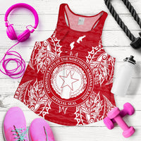 Northern Mariana Islands Polynesian Women Tank Top Map Red White - Polynesian Pride
