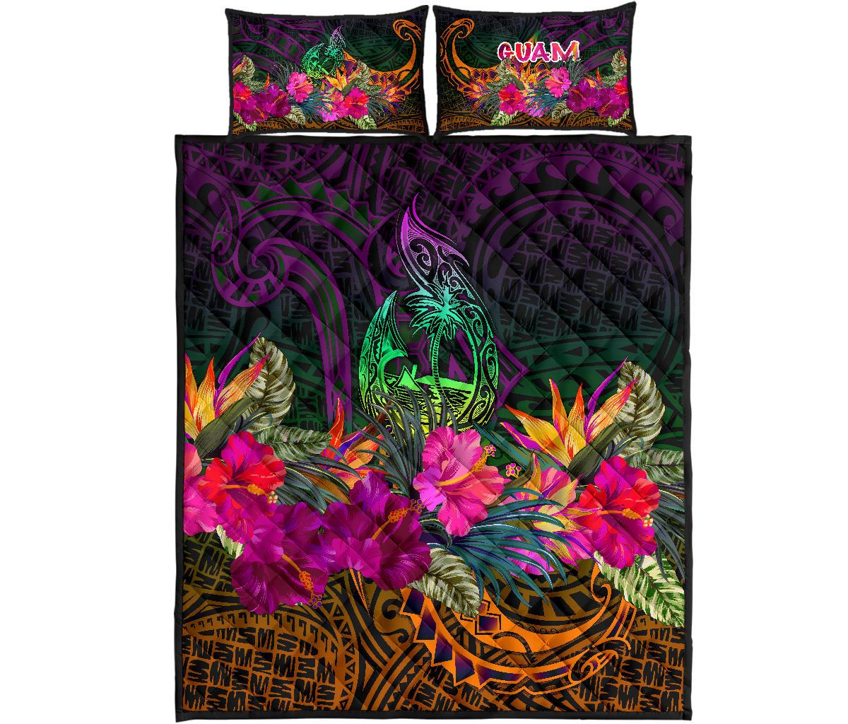 Guam Polynesian Quilt Bed Set - Summer Hibiscus - Polynesian Pride