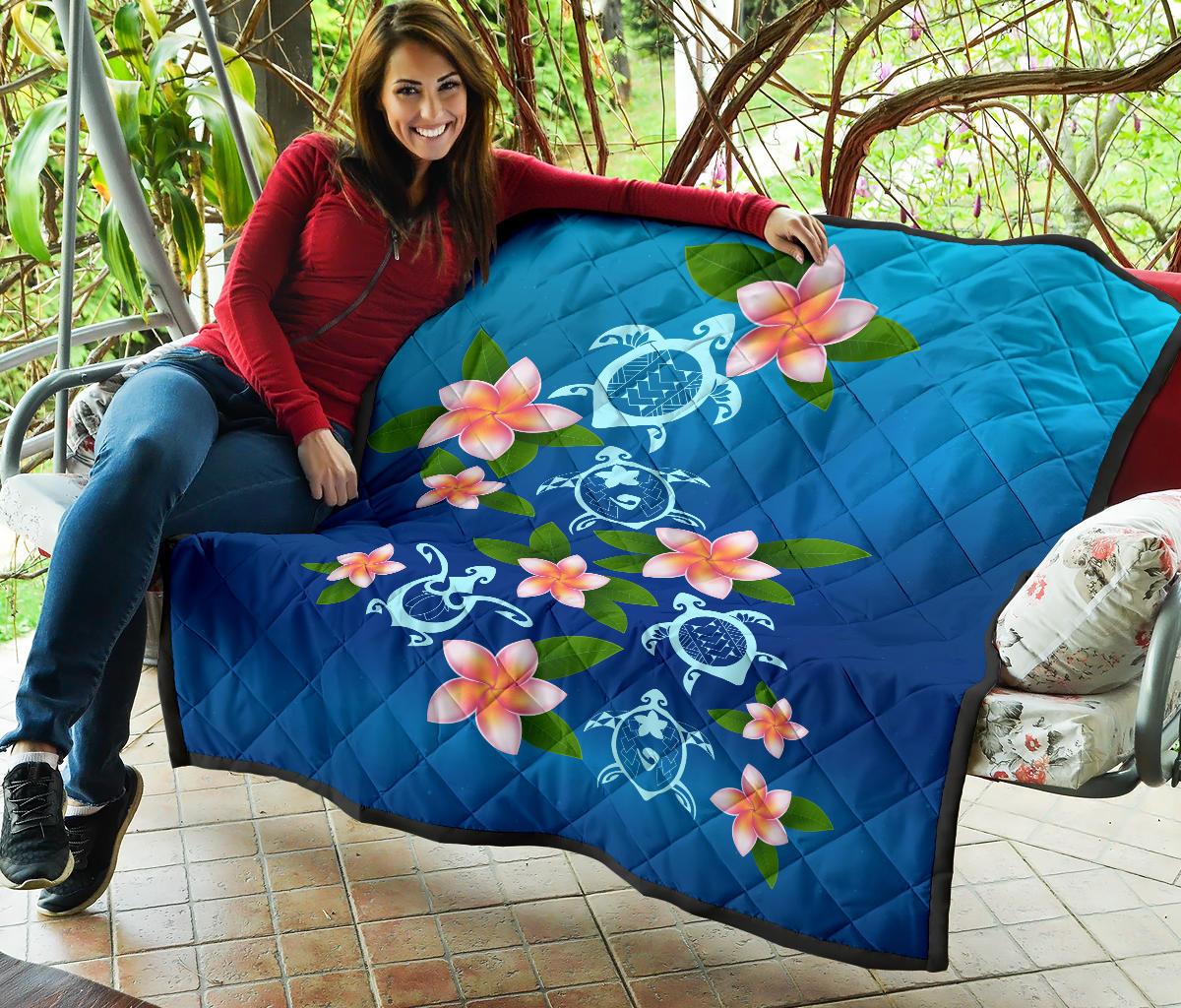 Turtle Polynesian Plumeria Premium Quilt - Polynesian Pride