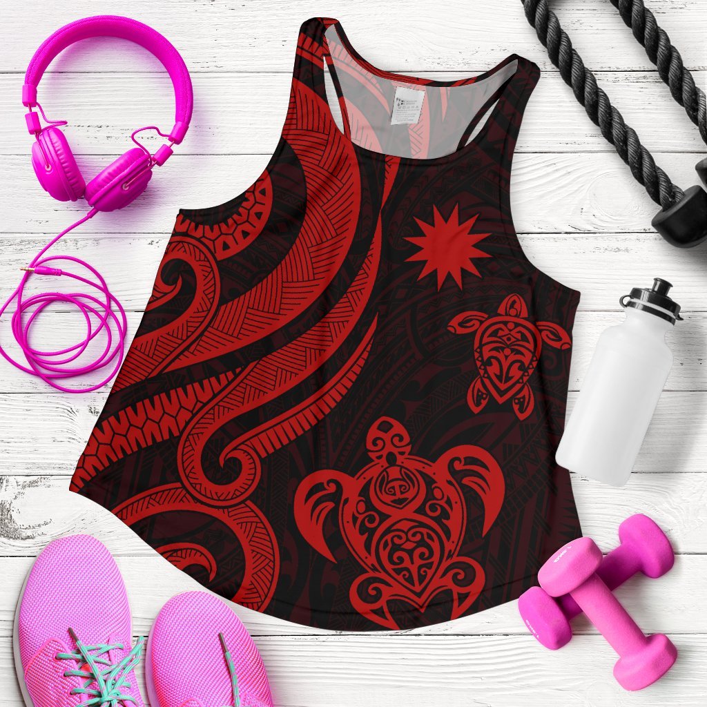 Nauru Women's Racerback Tank - Red Tentacle Turtle Red - Polynesian Pride