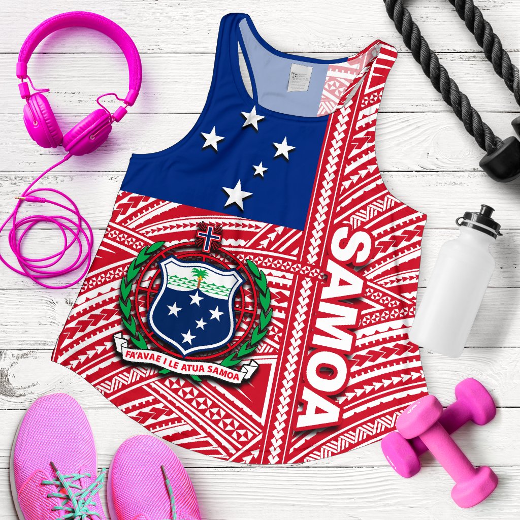 Samoa Flag Polynesian Women's Racerback Tank Red - Polynesian Pride