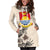 Kiribati Hoodie Dress - Kiribati Coat Of Arms & Beige Hibiscus - Polynesian Pride