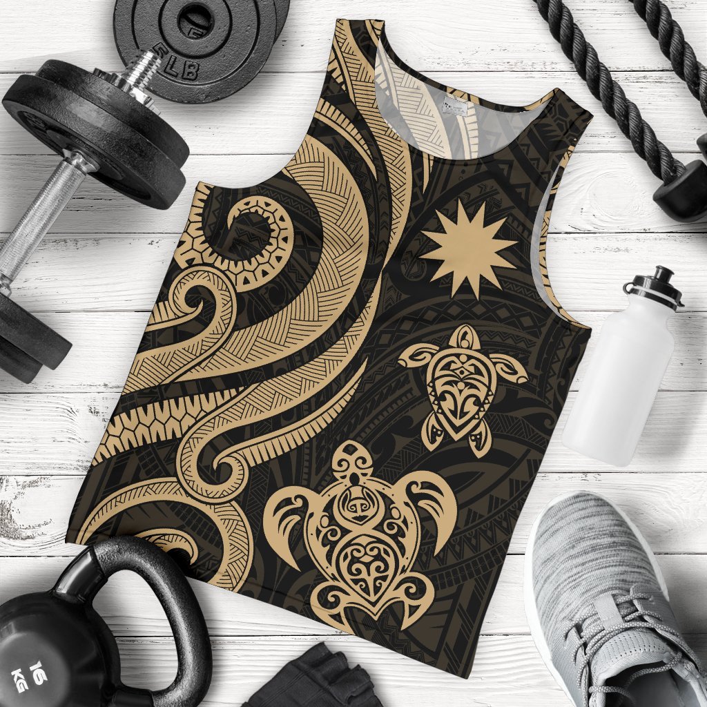 Nauru Men's Tank Top - Gold Tentacle Turtle Gold - Polynesian Pride