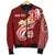 Fiji Custom Personalised Men's Bomber Jacket - Fiji Seal Polynesian Patterns Plumeria (Red) - Polynesian Pride