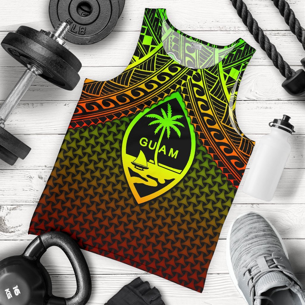 Polynesian Guam Personalised Men's Tank Top - Reggae Vintage Polynesian Patterns Reggae - Polynesian Pride