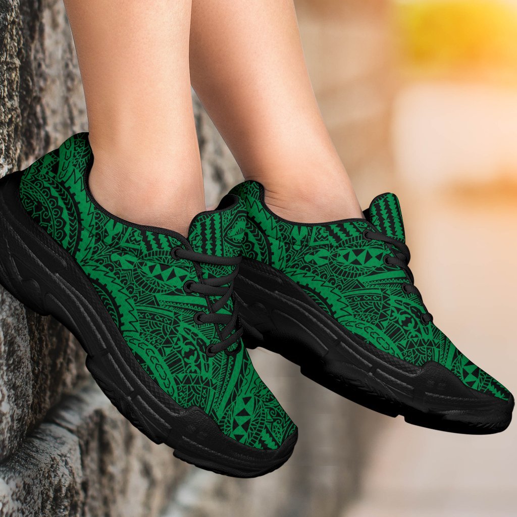 Polynesian Symmetry Green Chunky Sneakers - Polynesian Pride