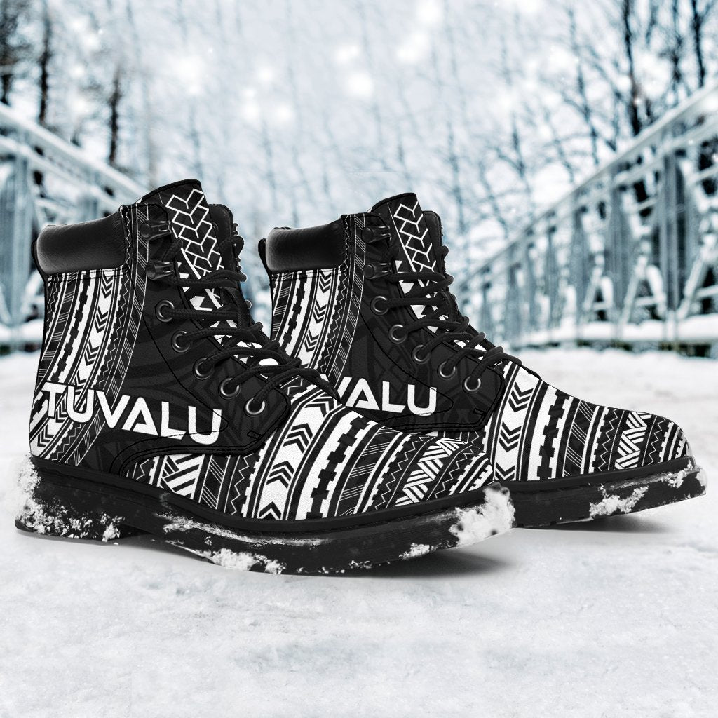 Tuvalu Leather Boots - Polynesian Black Chief Version - Polynesian Pride