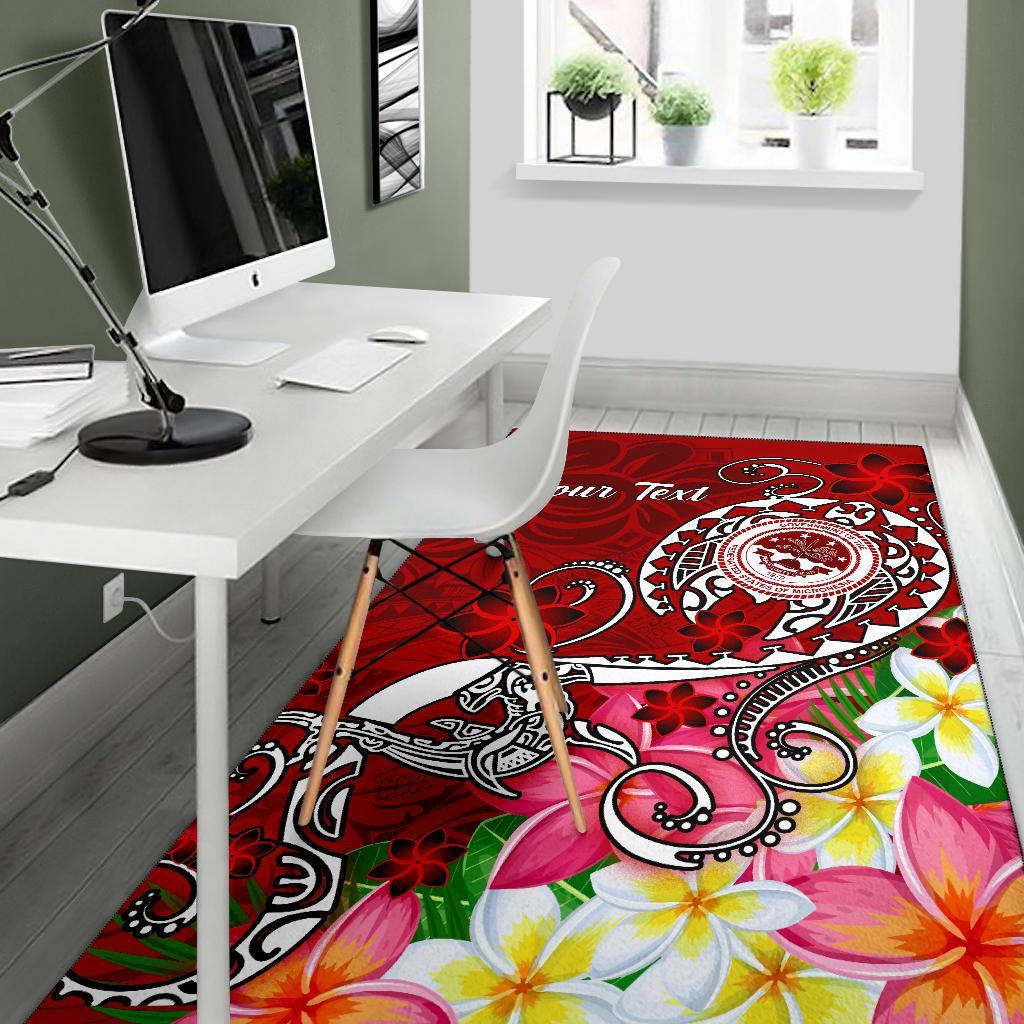 FSM Custom Personalised Area Rug - Turtle Plumeria (RED) - Polynesian Pride