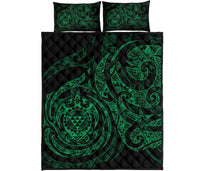 Hawaii Polynesian Quilt Bed Set - HawaiiGreen Kanaka Maoli Turtle Tribal - Polynesian Pride