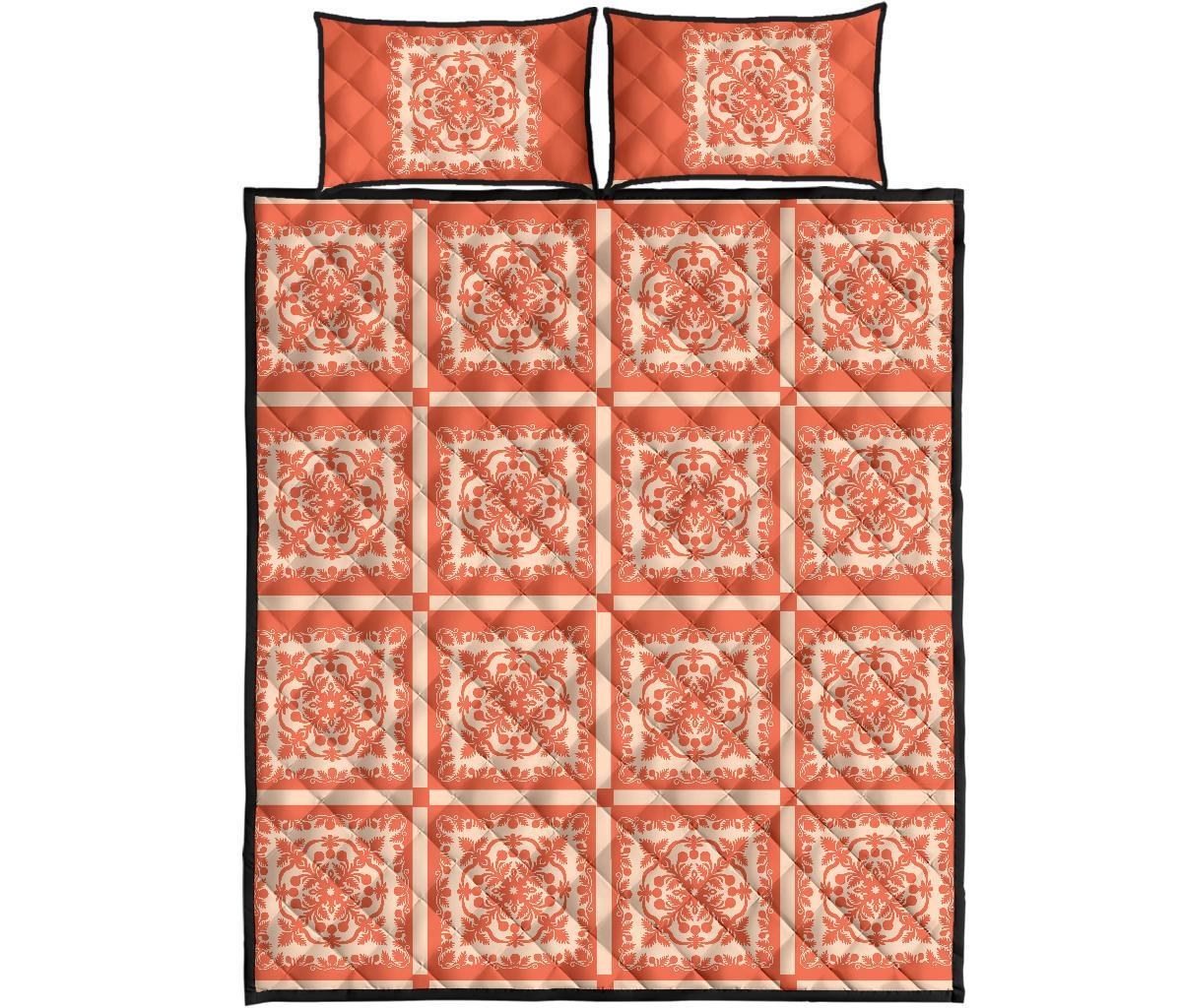 Hawaii Royal Quilt Bed Set - Hill Ver 12 Orange - Polynesian Pride