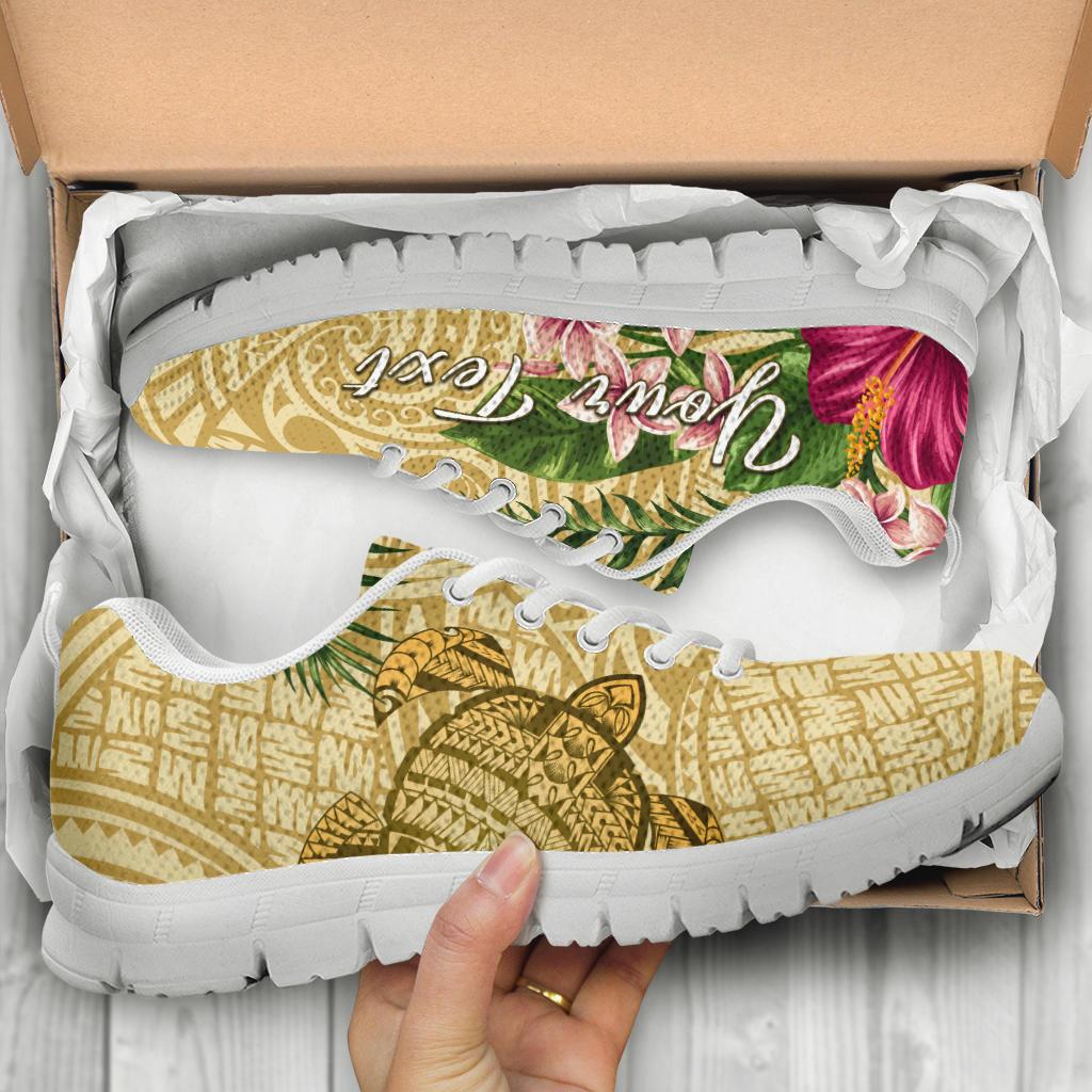 hawaiiSneakers - Turtle Sneakers Strong Pattern Hibiscus Plumeria AH - Polynesian Pride
