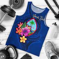 Guam Polynesian Custom Personalised Men's Tank Top - Floral With Seal Blue Blue - Polynesian Pride