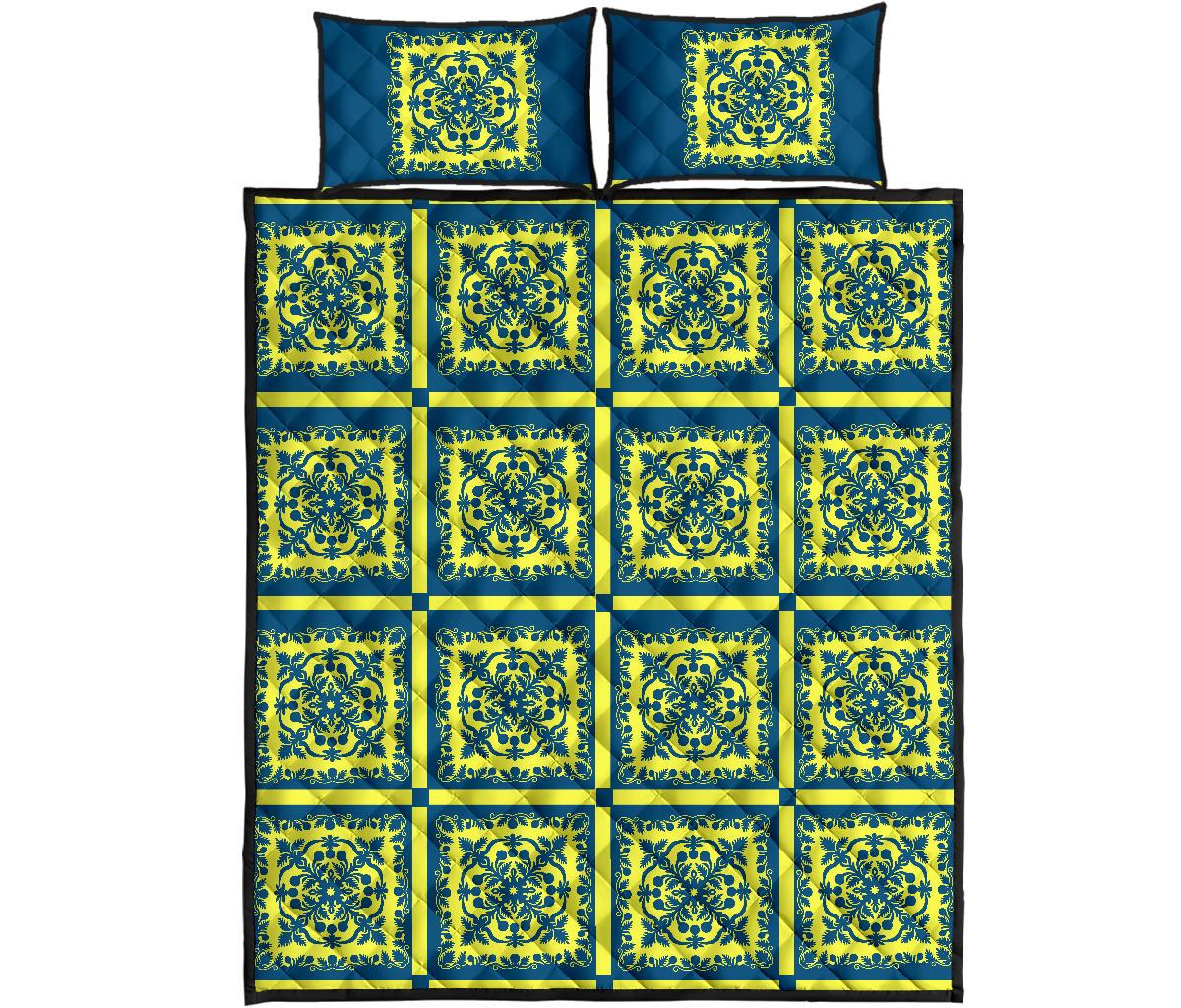 Hawaii Royal Quilt Bed Set - Hill Ver 6 Blue - Polynesian Pride