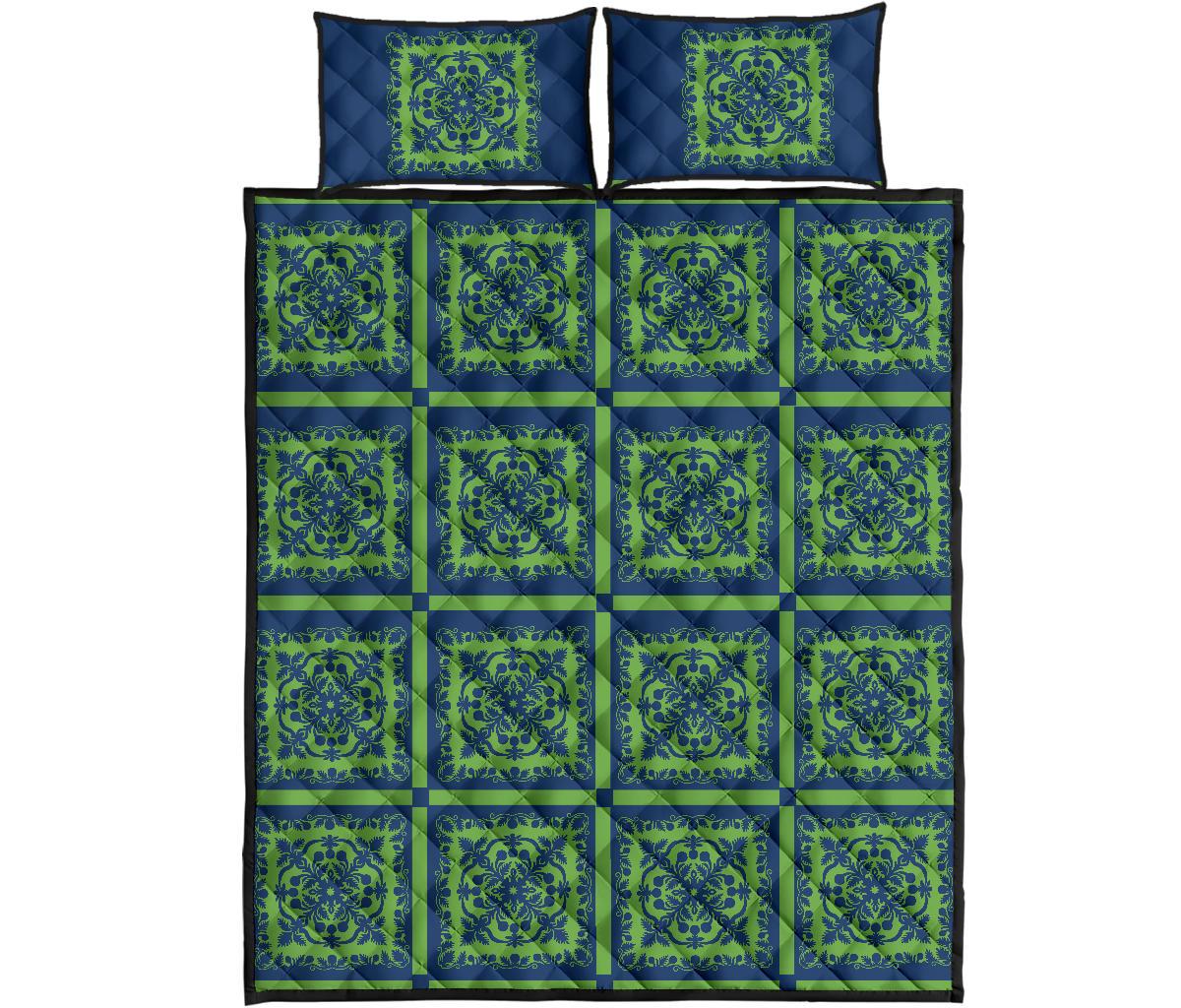 Hawaii Royal Quilt Bed Set - Hill Ver 4 Green - Polynesian Pride