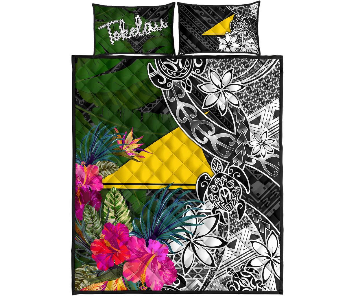Tokelau Quilt Bed Set - Turtle Plumeria Banana Leaf - Polynesian Pride