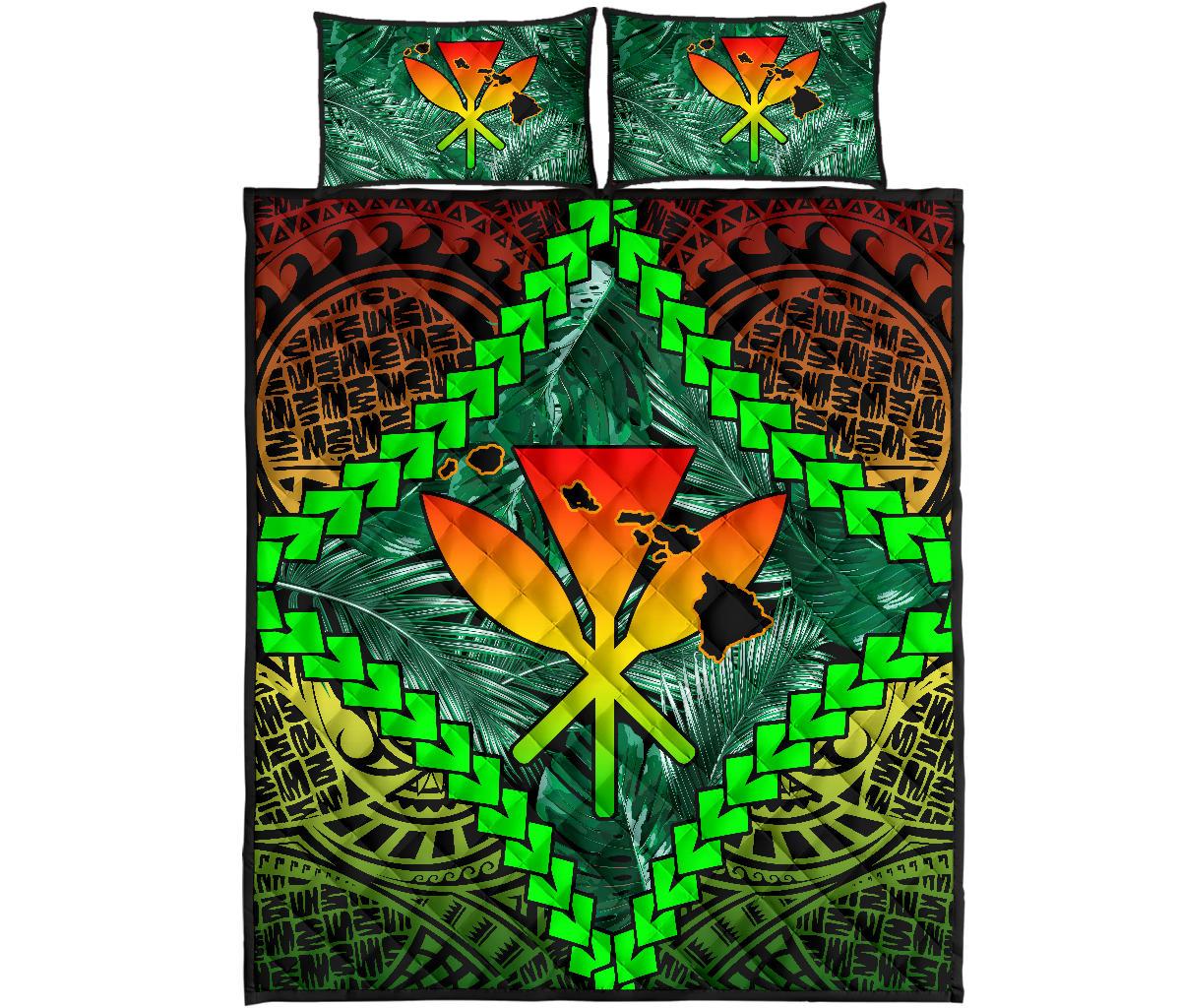 Hawaii Kanaka Kakau Tropical Polynesian Quilt Bed Set Art - Polynesian Pride