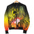 Tonga Custom Personalised Men's Bomber Jacket - Humpback Whale with Tropical Flowers (Yellow) - Polynesian Pride