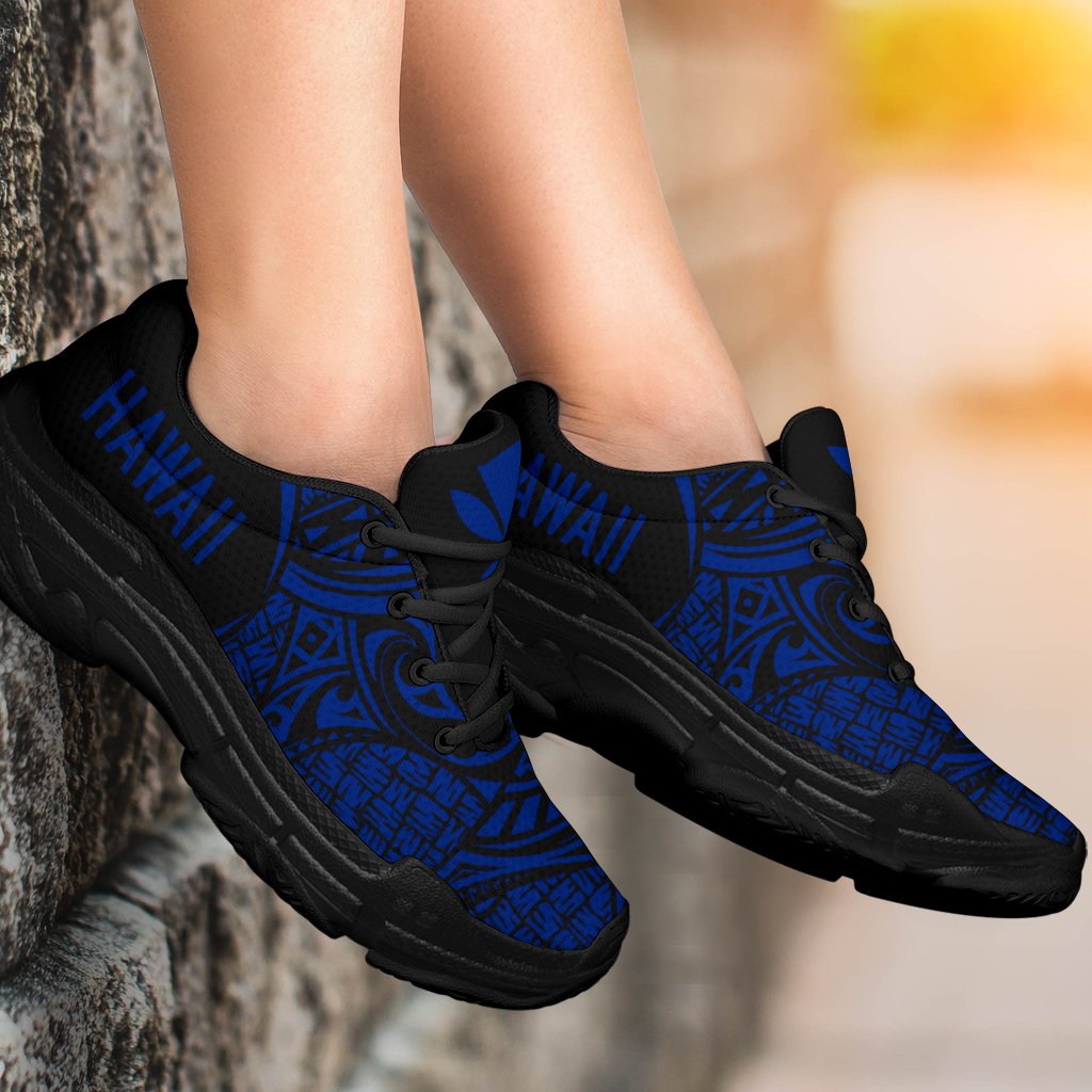Kanaka White Chunky Sneakers Blue - Circle Style - Polynesian Pride