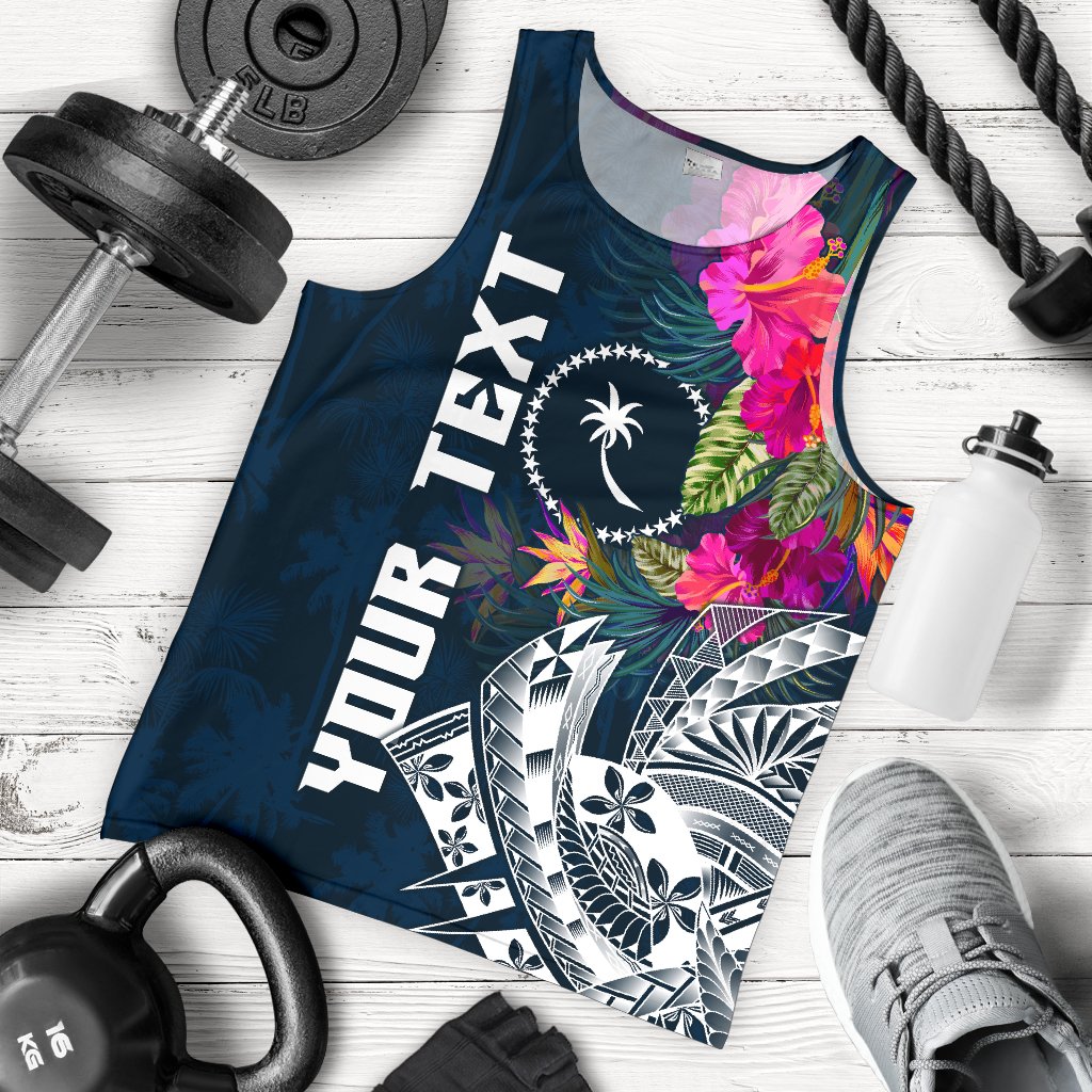 Chuuk Custom Personalised Men's Tank Top - Summer Vibes Blue - Polynesian Pride