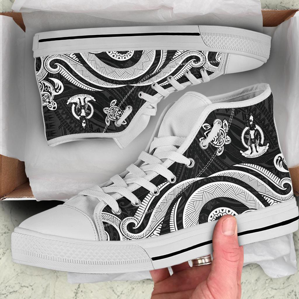 Vanuatu High Top Canvas Shoes - White Tentacle Turtle - Polynesian Pride