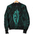 Hawaii Kakau Makau Fish Hook Kanaka Map Men's Bomber Jacket Polynesian - Turquoise - Polynesian Pride