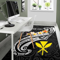 Hawaii Custom Personalised Area Rug - Kanaka Maoli Polynesian Patterns Plumeria (Black) - Polynesian Pride