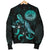 American Samoa Polynesian Men's Bomber Jacket - Turtle With Blooming Hibiscus Turquoise - Polynesian Pride