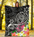 American Samoa Polynesian Premium Blanket - Turtle Plumeria (Black) - Polynesian Pride