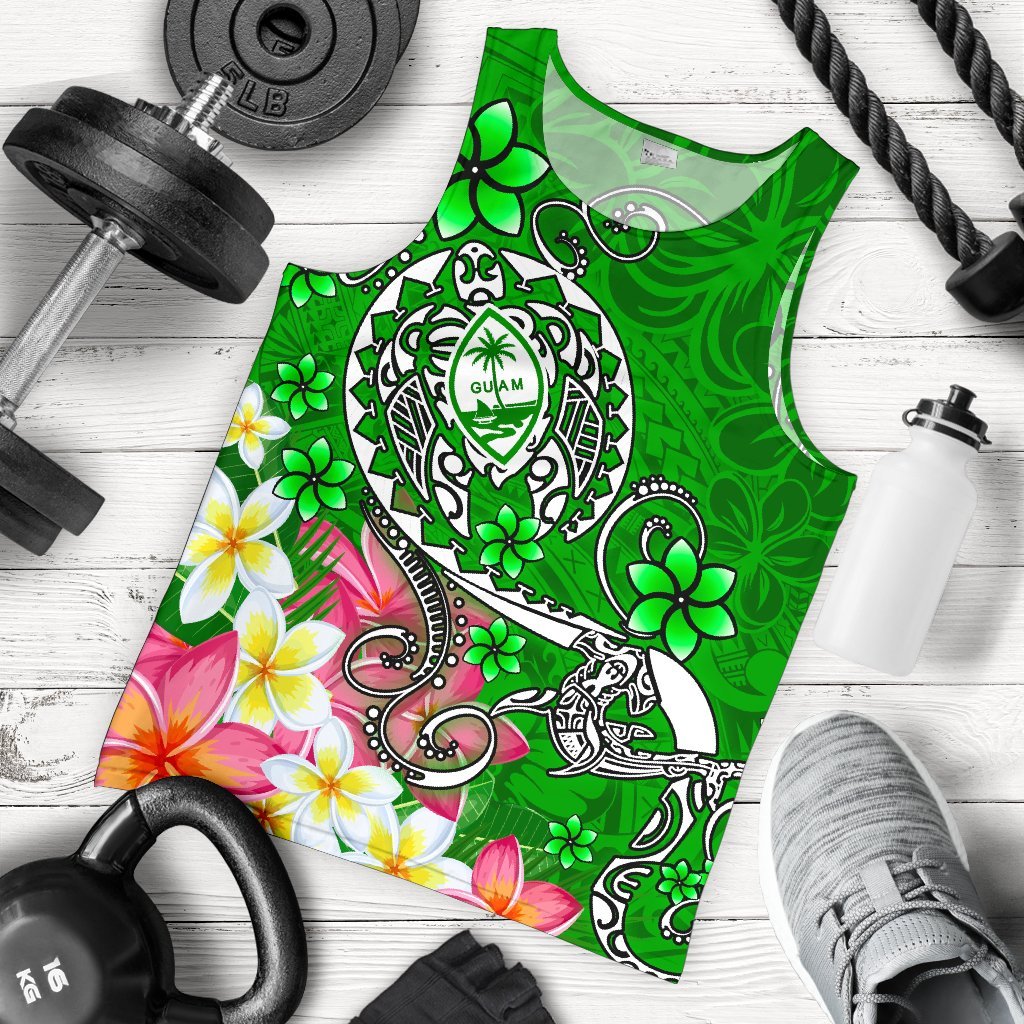 Guam Men's Tank Top - Turtle Plumeria (Green) Green - Polynesian Pride