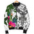 Yap Men's Bomber Jacket White - Turtle Plumeria Banana Leaf - Polynesian Pride