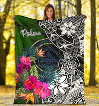 Palau Premium Blanket - Turtle Plumeria Banana Leaf Crest - Polynesian Pride