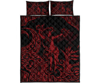 Hawaii Polynesian Quilt Bed Set - Hula Girl Red - Polynesian Pride