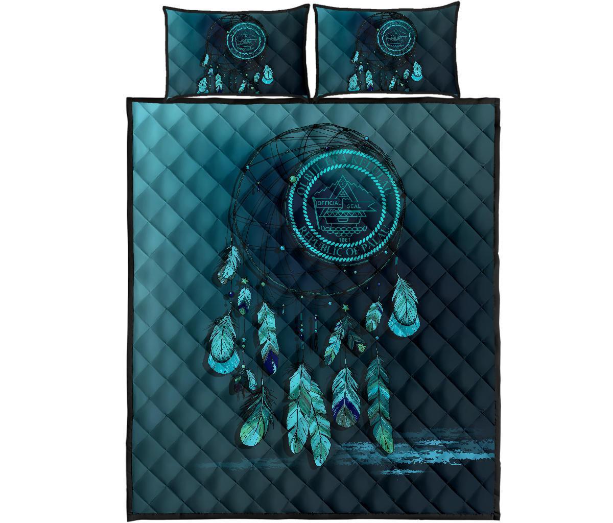 Palau Polynesian Quilt Bed Set Dreamcatcher Blue - Polynesian Pride