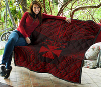 Wallis And Futuna Premium Quilt - Wallis And Futuna Coat Of Arms Polynesian Chief Red Version - Polynesian Pride