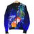 Guam Custom Personalised Men's Bomber Jacket - Humpback Whale with Tropical Flowers (Blue) - Polynesian Pride