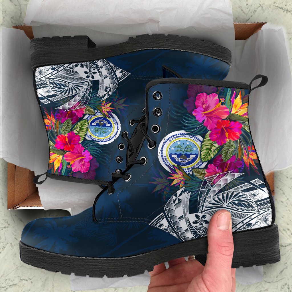 Federated States Of Micronesia Leather Boots - Summer Vibes Blue - Polynesian Pride