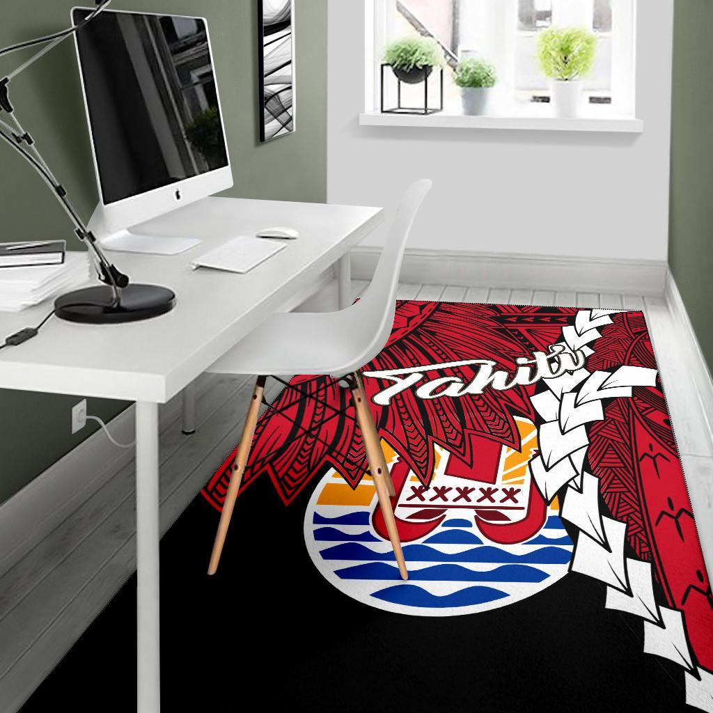 Tahiti Polynesian Are Rug - Tribal Wave Tattoo Flag Style - Polynesian Pride