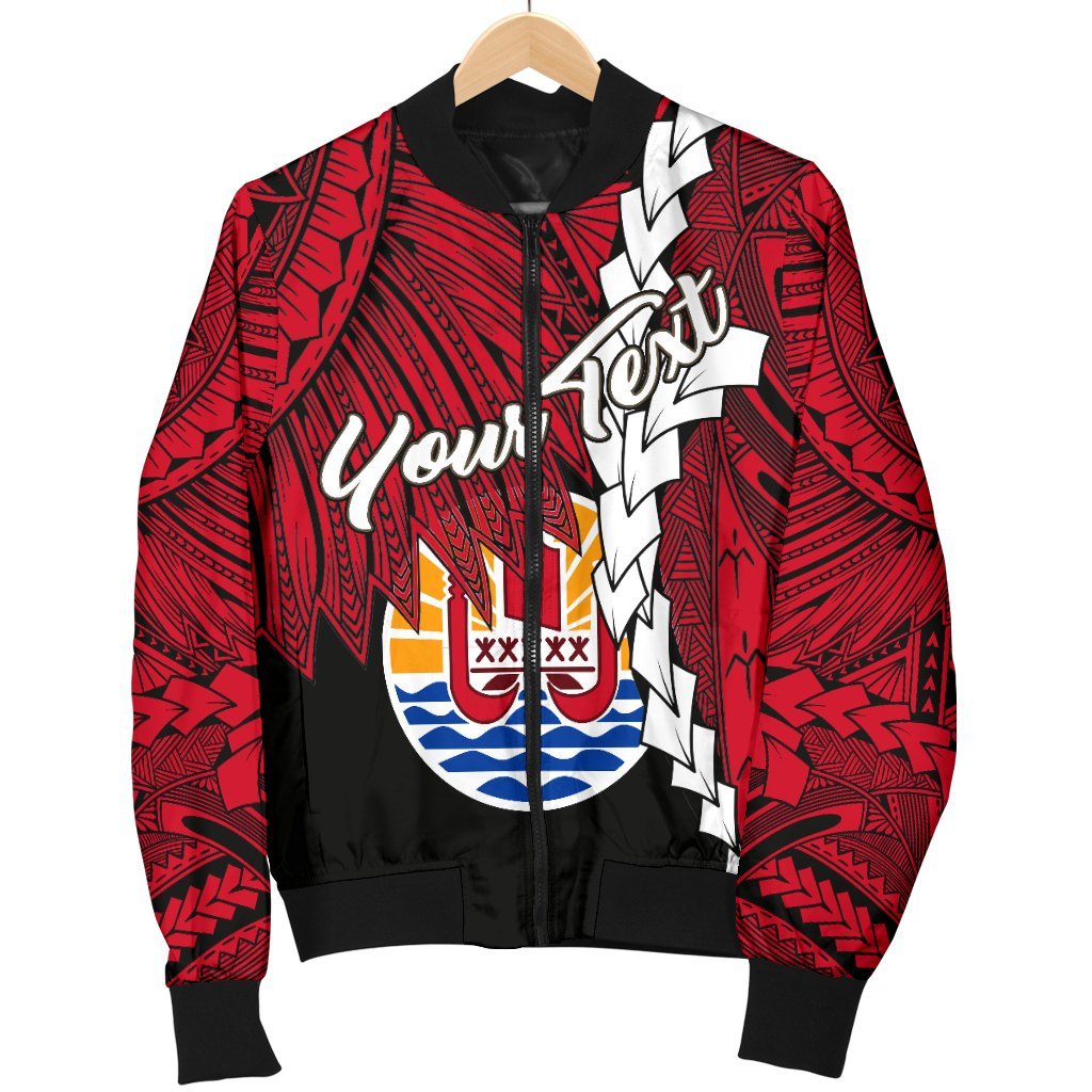 Tahiti Polynesian Custom Personalised Men's Bomber Jacket - Tribal Wave Tattoo Flag Style - Polynesian Pride