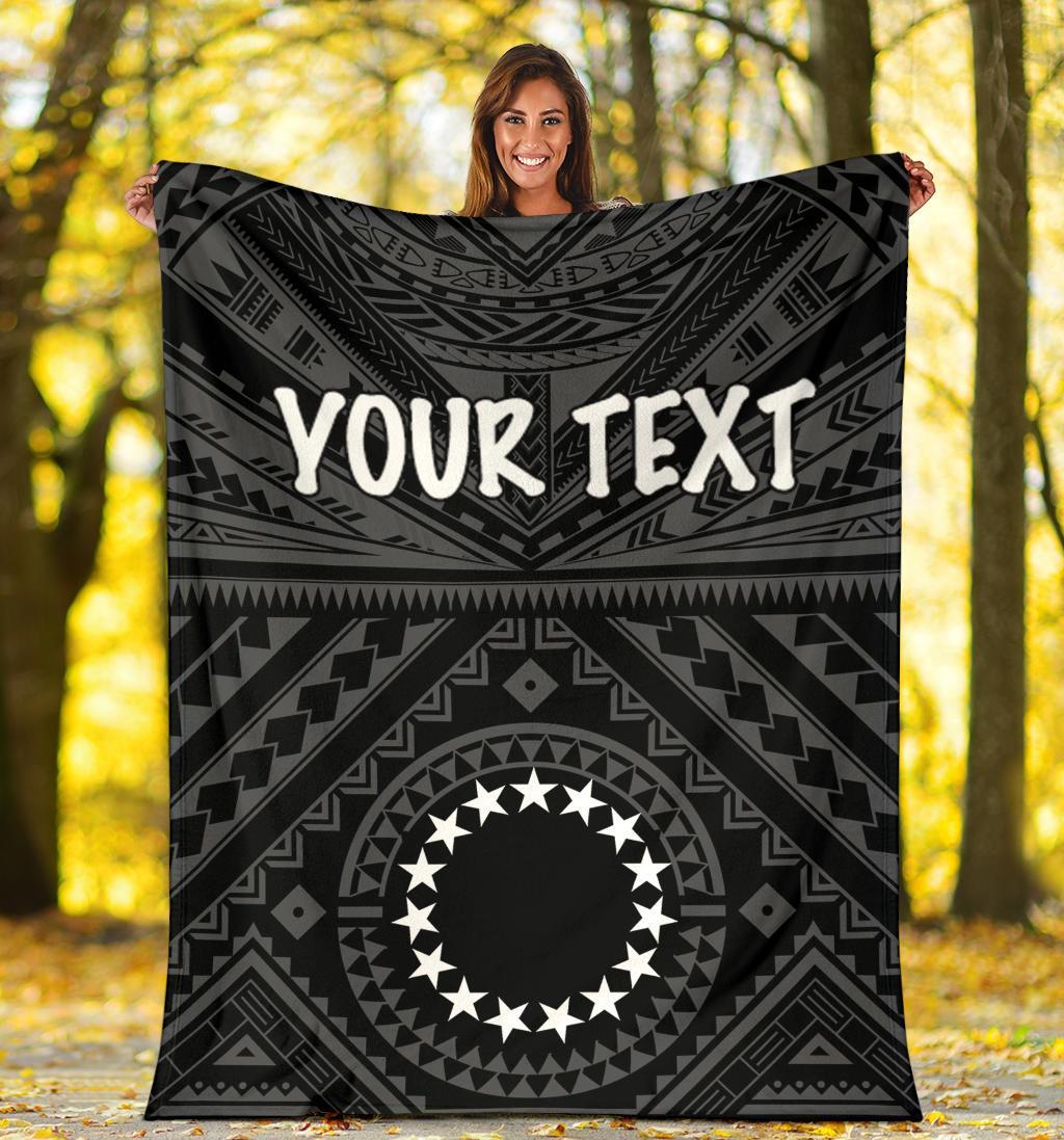 Cook Island Personalised Premium Blanket - Seal With Polynesian Tattoo Style ( Black) - Polynesian Pride