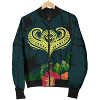 Polynesian Hawaii Kanaka Maoli Bomber Jacket - Heart with Hibiscus - Polynesian Pride