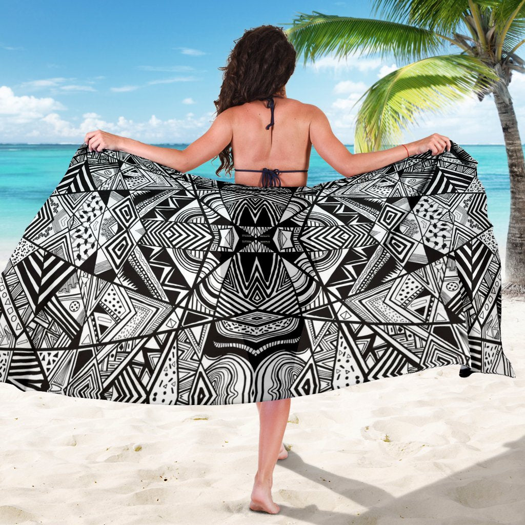 Polynesian Tribal Sarong White And Black - Polynesian Pride